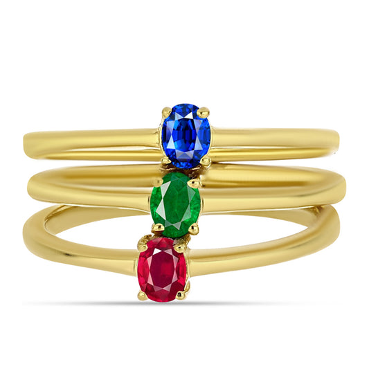 Pozlátené Strieborné Sada s Umelým Rubínom a Umelým Smaragdom ( Prsteň )