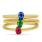 Pozlátené Strieborné Sada s Umelým Rubínom a Umelým Smaragdom ( Prsteň )