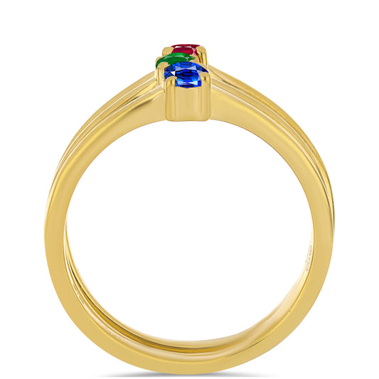 Pozlátené Strieborné Sada s Umelým Rubínom a Umelým Smaragdom ( Prsteň )