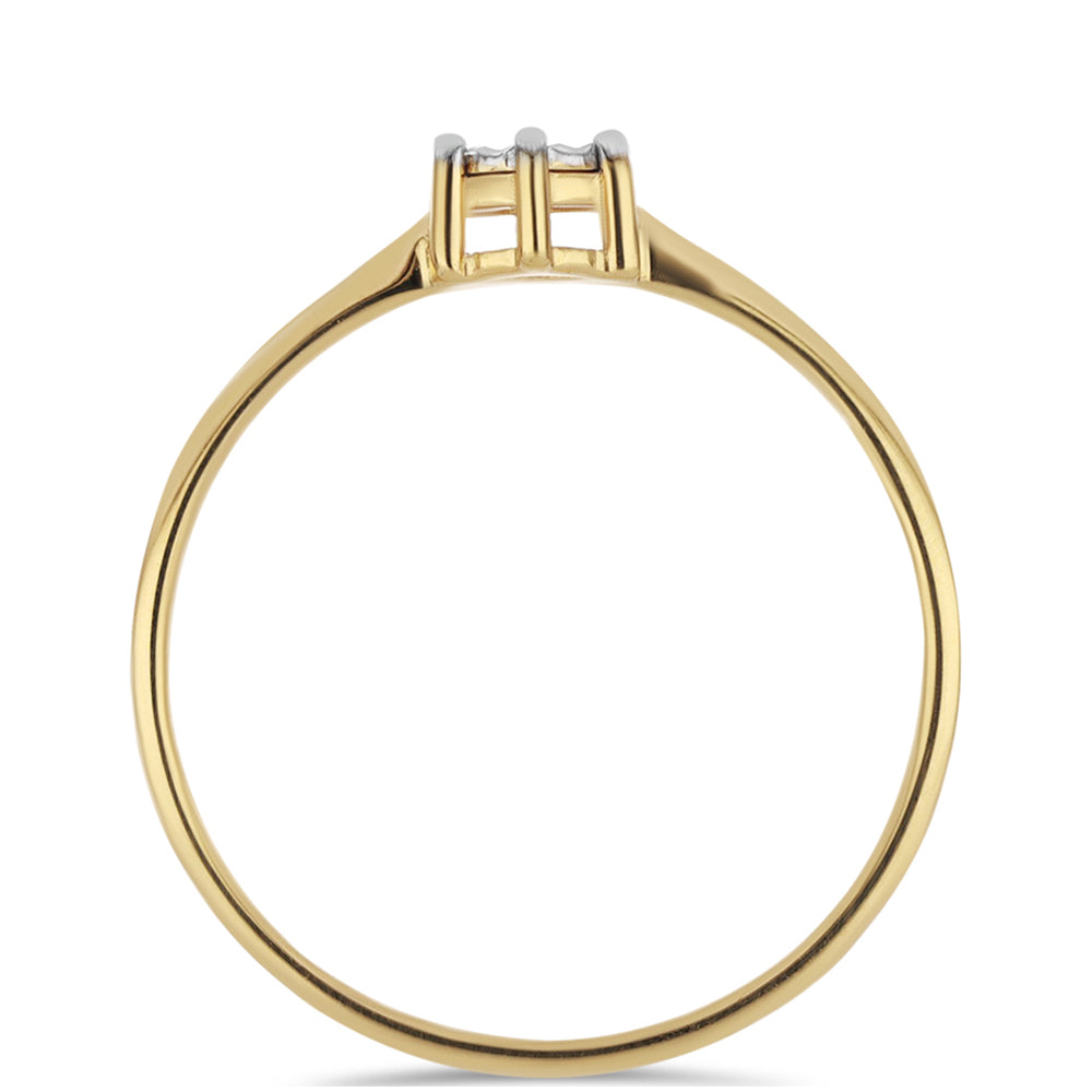 Pozlátený Strieborný Prsteň s Bielym Diamantom