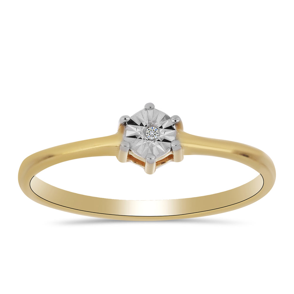 Pozlátený Strieborný Prsteň s Bielym Diamantom 3 