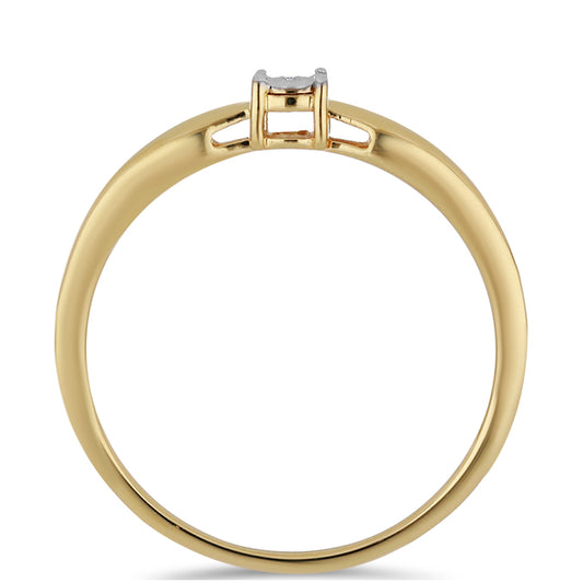 Pozlátený Strieborný Prsteň s Bielym Diamantom