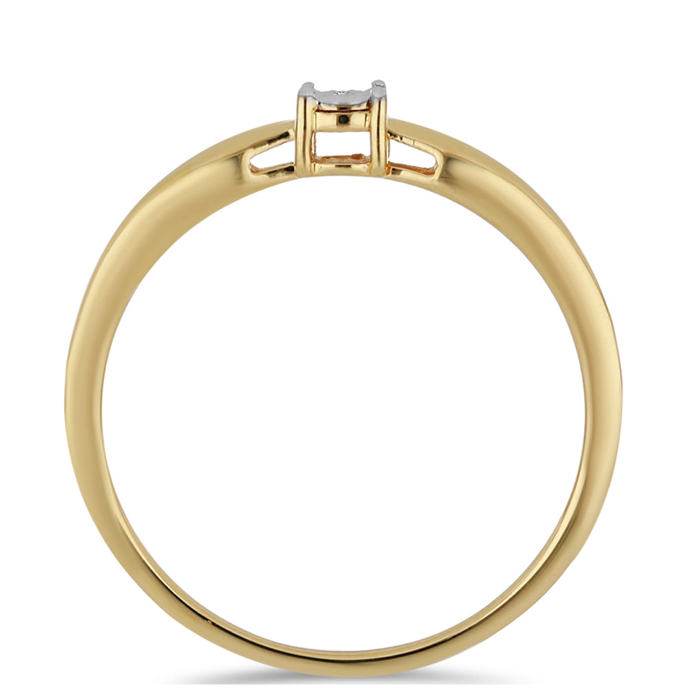 Pozlátený Strieborný Prsteň s Bielym Diamantom