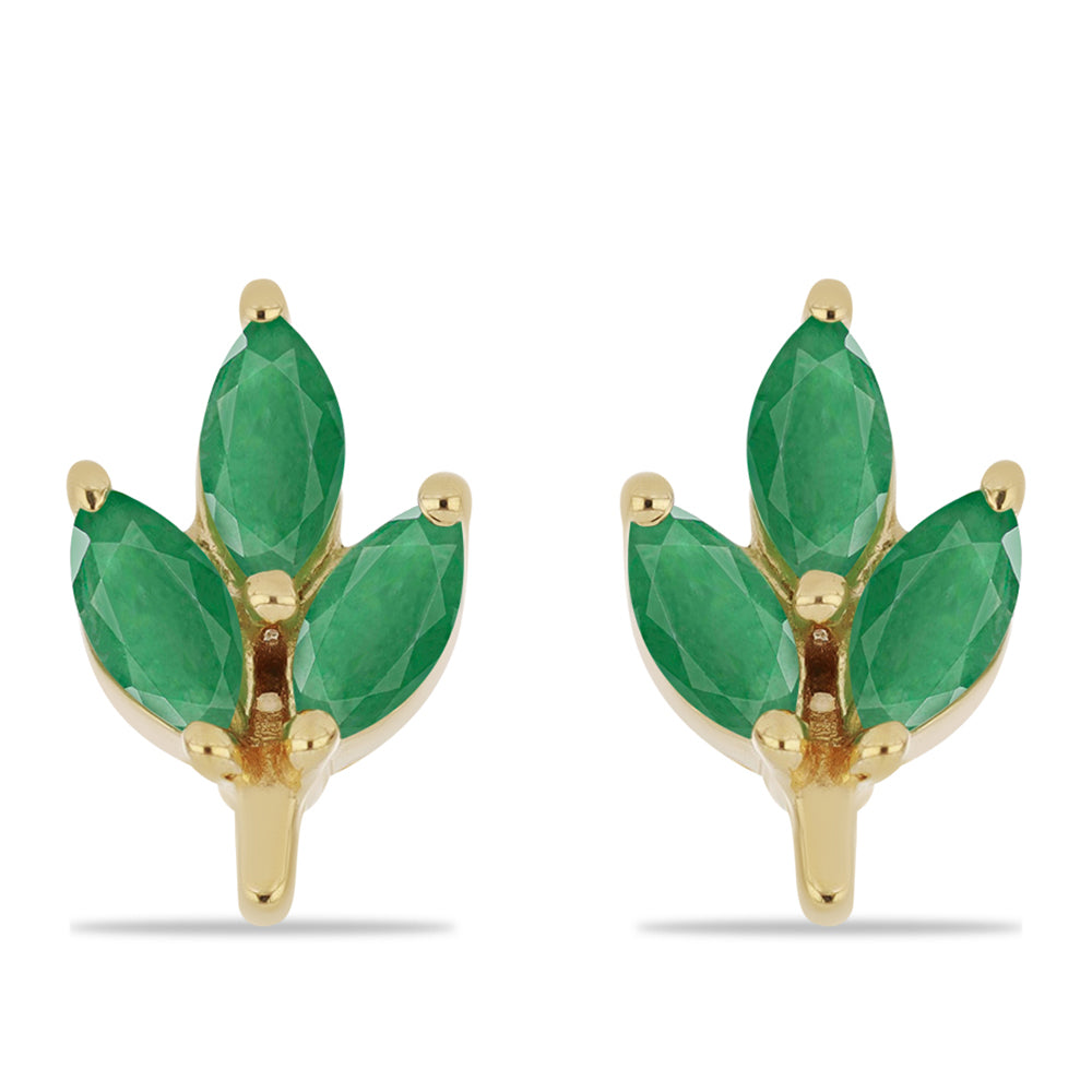 Pozlátené Strieborné Náušnice s Brazílskym Smaragdom