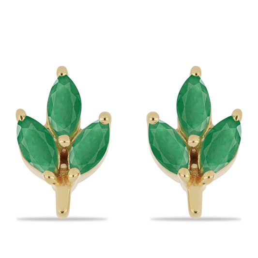 Pozlátené Strieborné Náušnice s Brazílskym Smaragdom