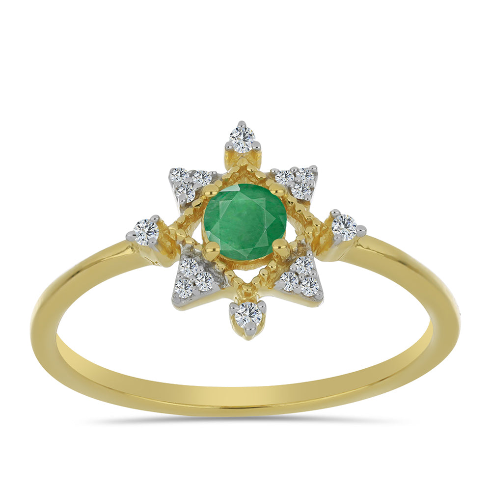 Pozlátený Strieborný Prsteň s Brazílskym Smaragdom a Bielym Zirkónom