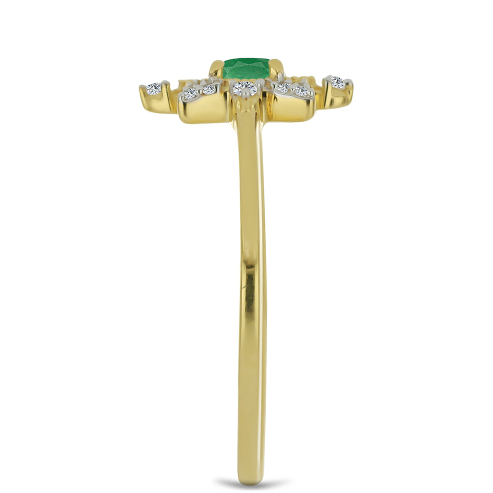 Pozlátený Strieborný Prsteň s Brazílskym Smaragdom a Bielym Zirkónom 4 