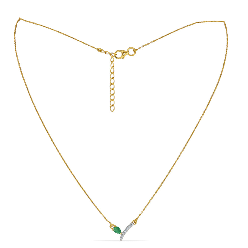 Pozlátený Strieborný Náhrdelník s Brazílskym Smaragdom a Bielym Zirkónom 1 