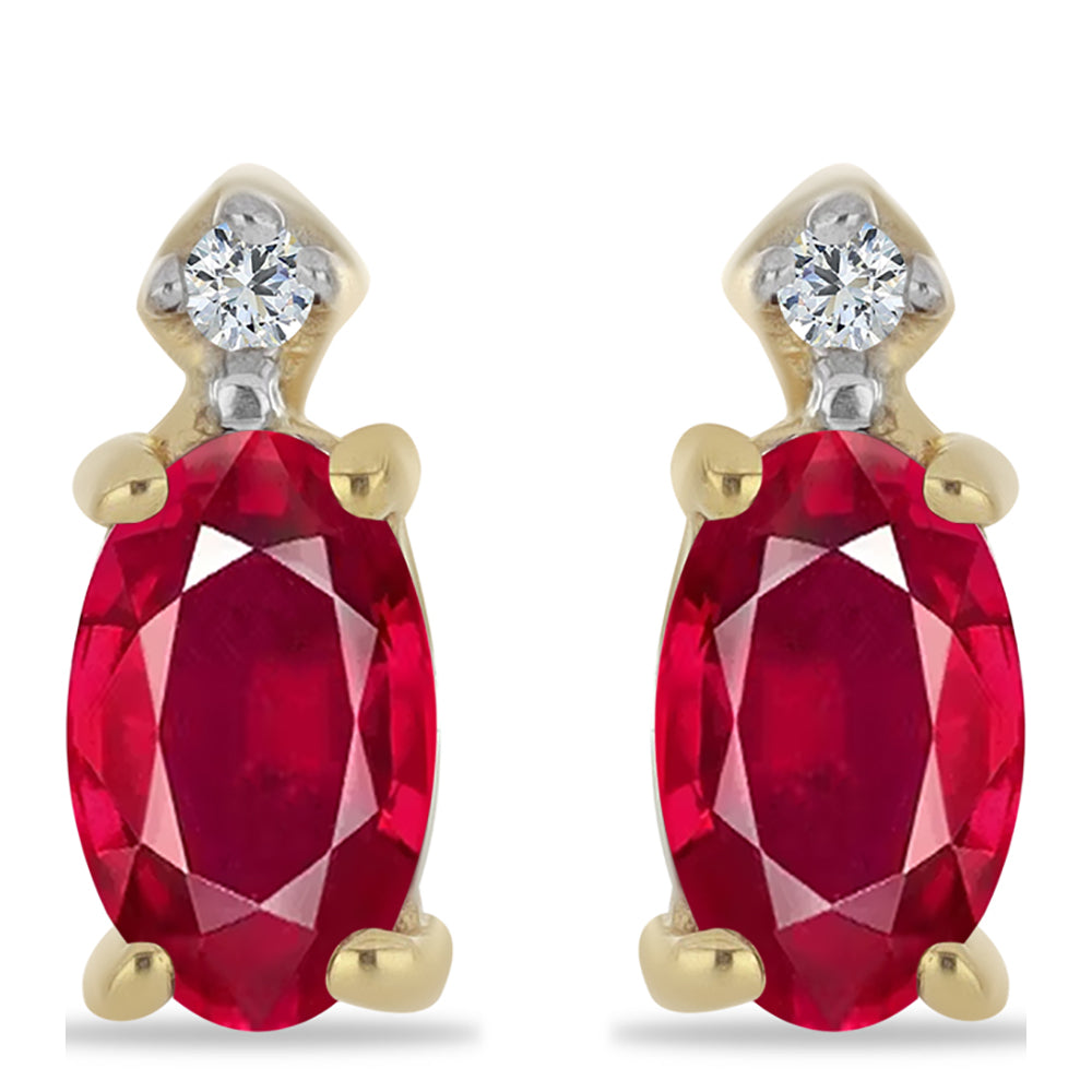 Pozlátené Strieborné Náušnice s Madagaskarským Rubínom a Bielym Zirkónom