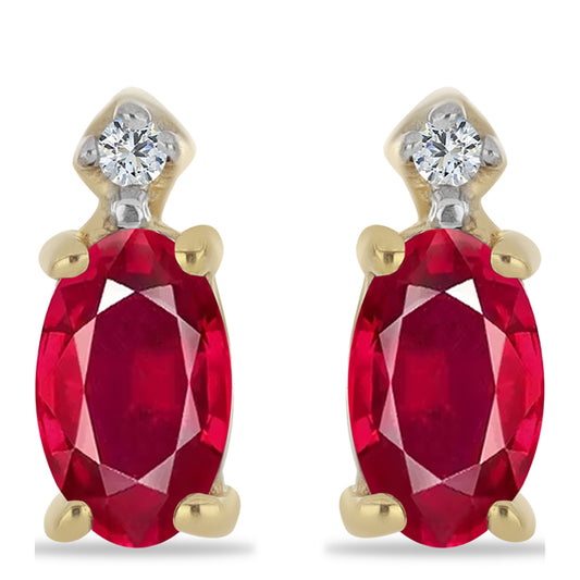 Pozlátené Strieborné Náušnice s Madagaskarským Rubínom a Bielym Zirkónom