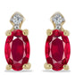 Pozlátené Strieborné Náušnice s Madagaskarským Rubínom a Bielym Zirkónom
