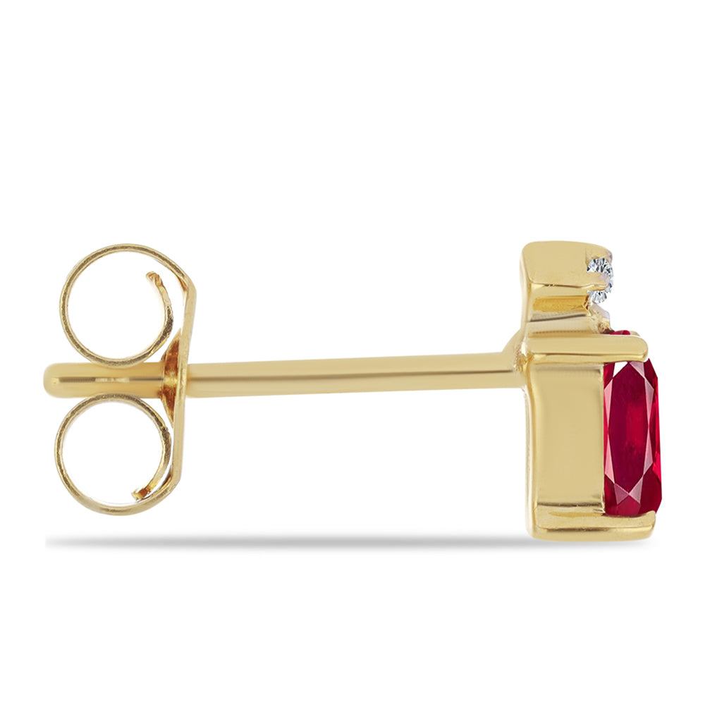 Pozlátené Strieborné Náušnice s Madagaskarským Rubínom a Bielym Zirkónom 2 