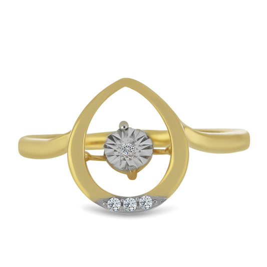 Pozlátený Strieborný Prsteň s Bielym Diamantom a Bielym Zirkónom