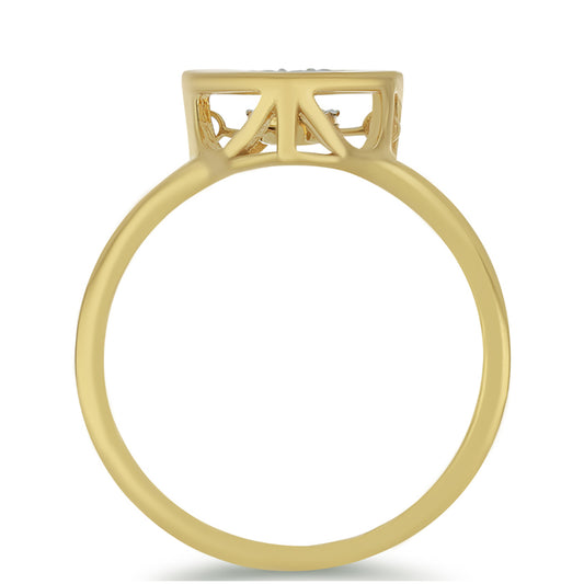 Pozlátený Strieborný Prsteň s Bielym Diamantom a Bielym Zirkónom