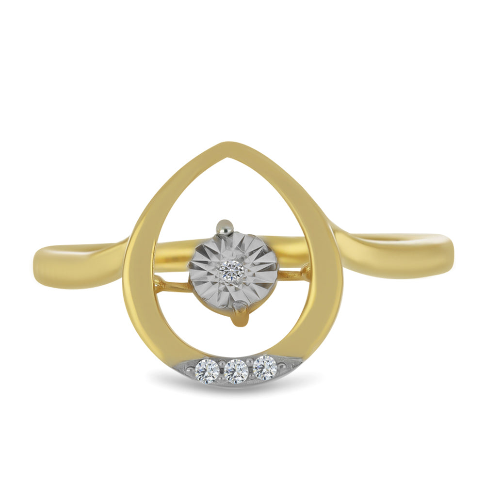 Pozlátený Strieborný Prsteň s Bielym Diamantom a Bielym Zirkónom 1 