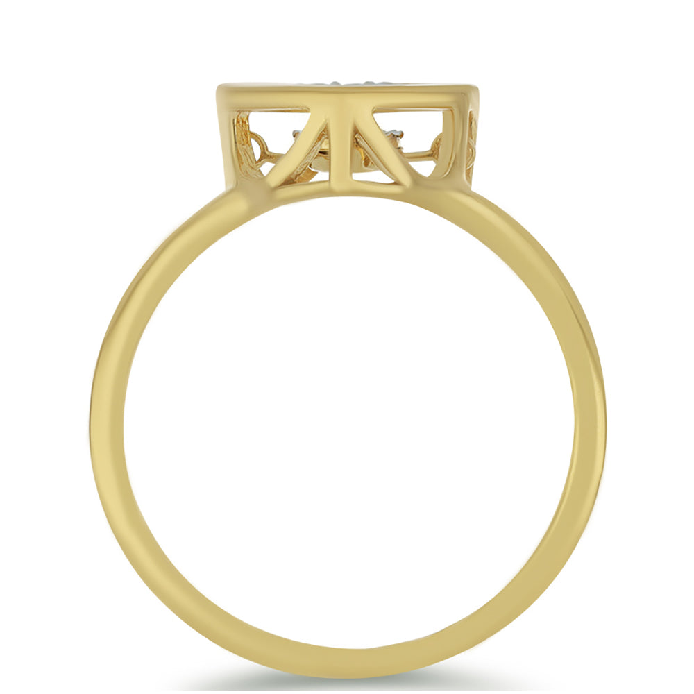 Pozlátený Strieborný Prsteň s Bielym Diamantom a Bielym Zirkónom