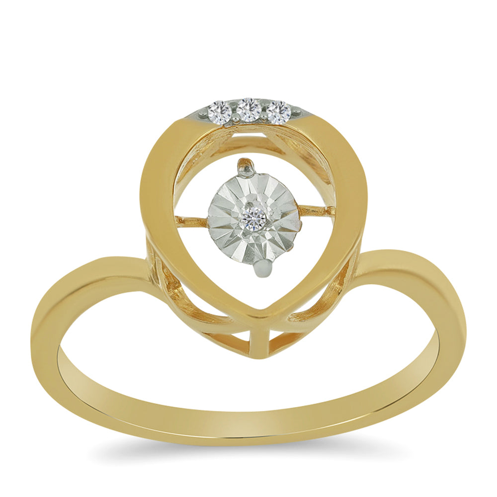 Pozlátený Strieborný Prsteň s Bielym Diamantom a Bielym Zirkónom 3 