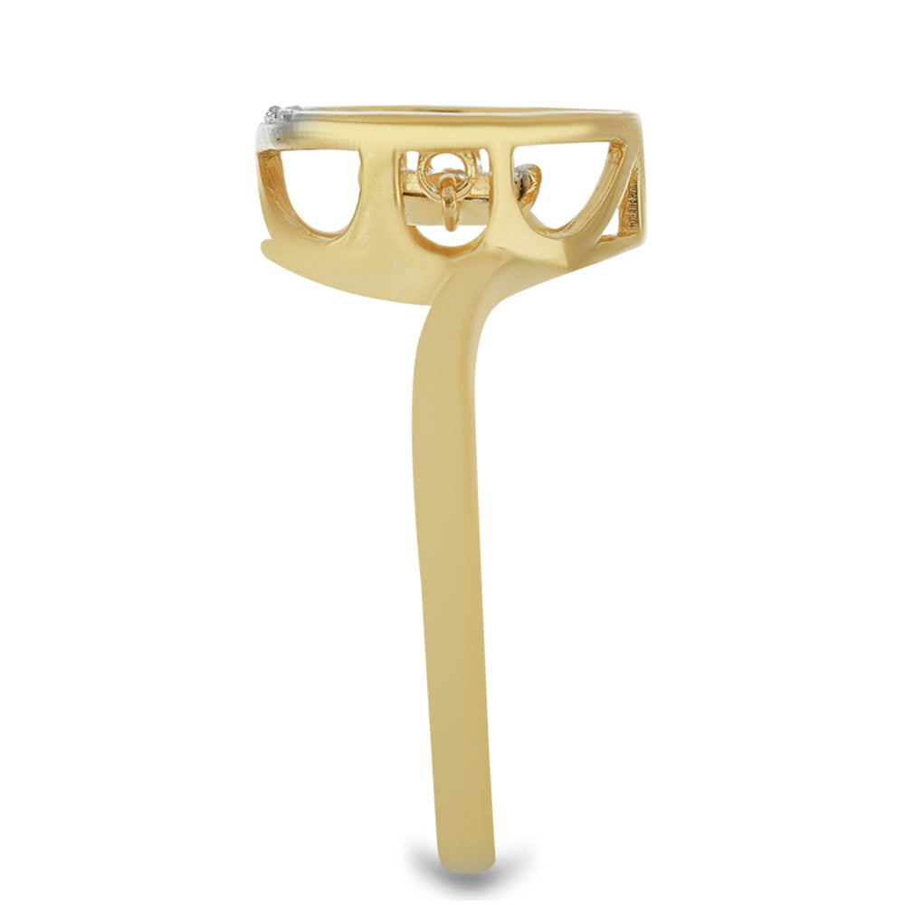 Pozlátený Strieborný Prsteň s Bielym Diamantom a Bielym Zirkónom 4 