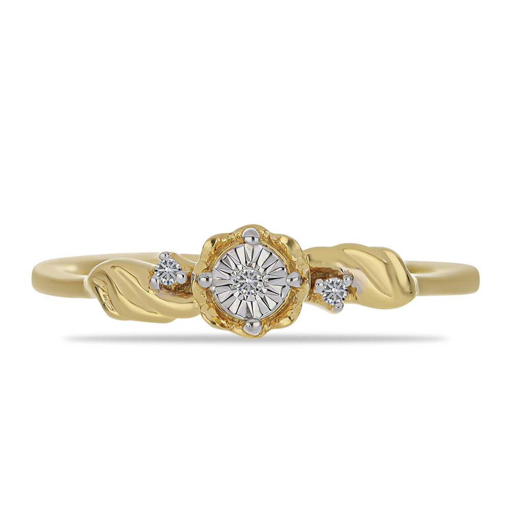 Pozlátený Strieborný Prsteň s Bielym Diamantom a Bielym Zirkónom 1 