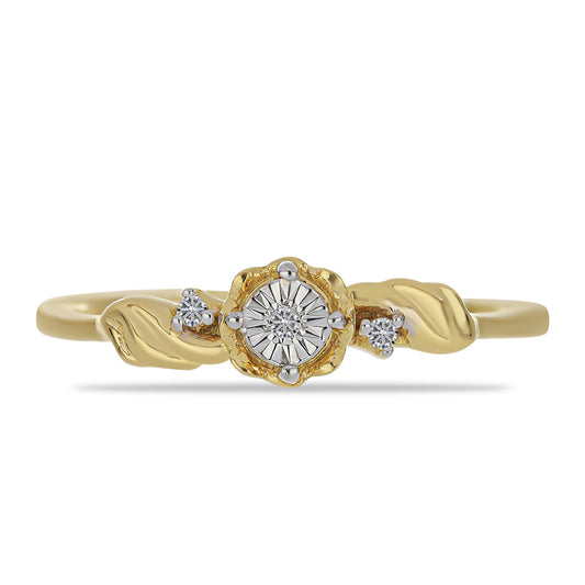 Pozlátený Strieborný Prsteň s Bielym Diamantom a Bielym Zirkónom