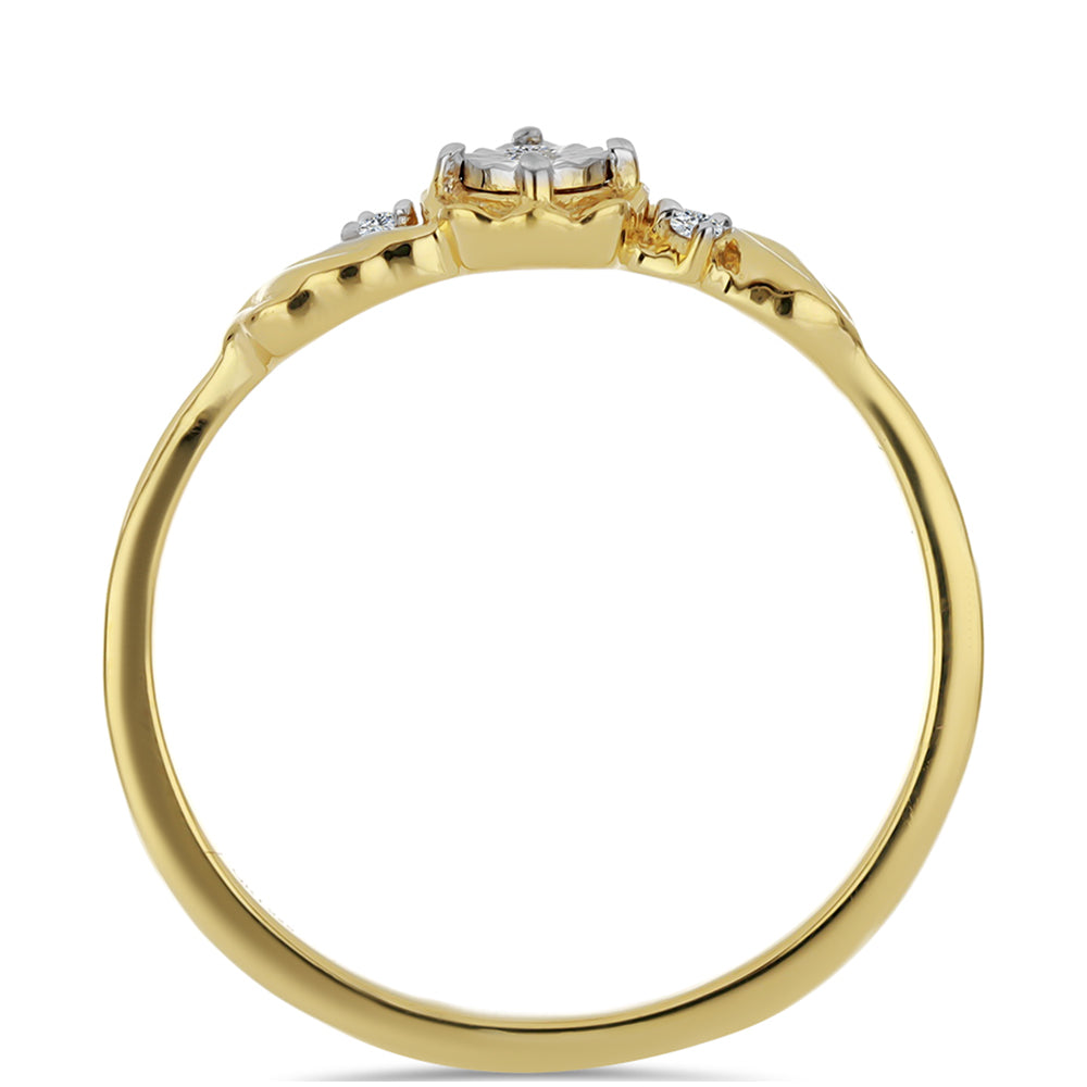 Pozlátený Strieborný Prsteň s Bielym Diamantom a Bielym Zirkónom