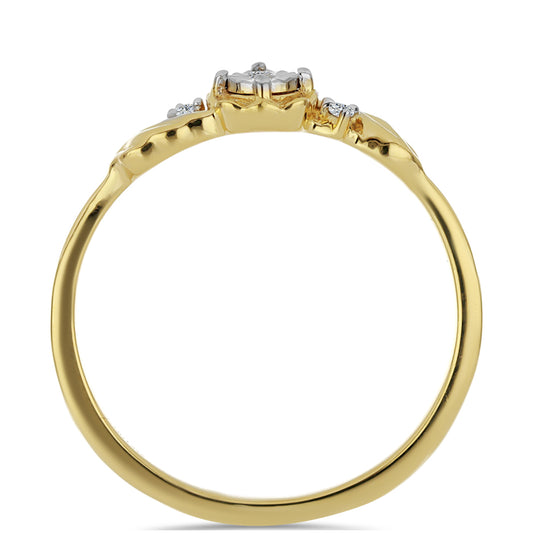 Pozlátený Strieborný Prsteň s Bielym Diamantom a Bielym Zirkónom