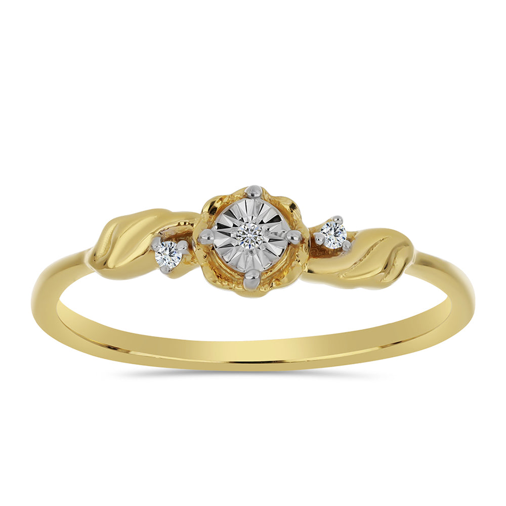 Pozlátený Strieborný Prsteň s Bielym Diamantom a Bielym Zirkónom