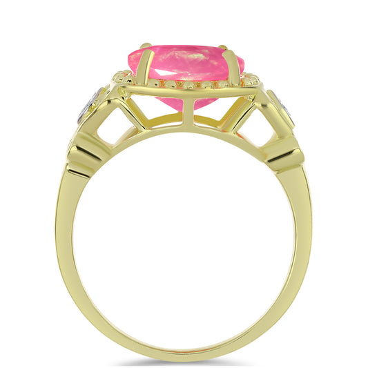 Pozlátený Strieborný Prsteň s Ružovým Etiópskym Opálom z Lega Dembi a Bielym Topásom