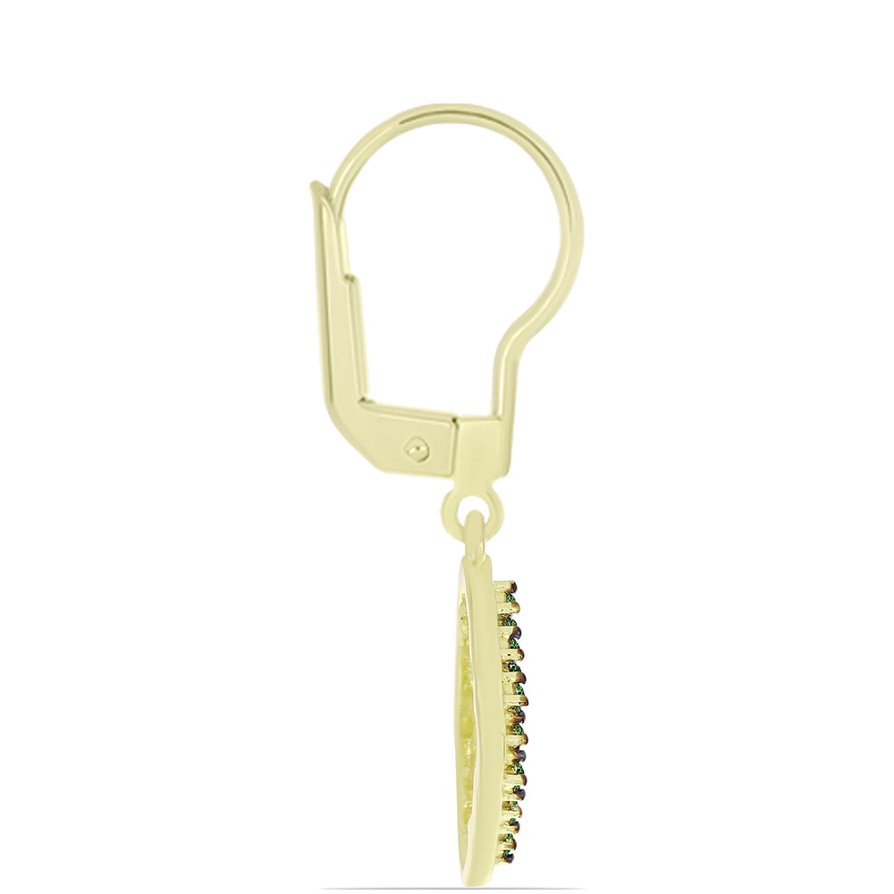 Pozlátené Strieborné Náušnice s so Zeleným Diamantom 2 