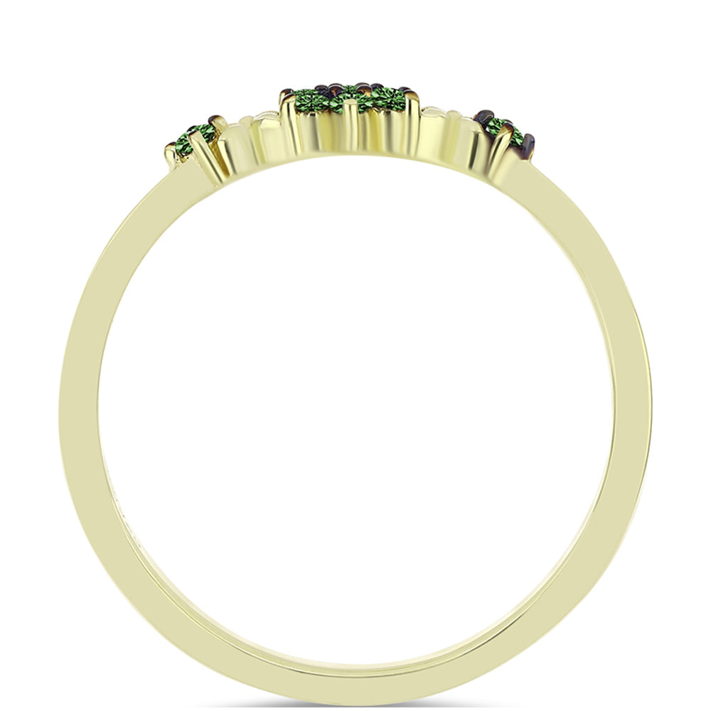 Pozlátený Strieborný Prsteň s so Zeleným Diamantom 2 