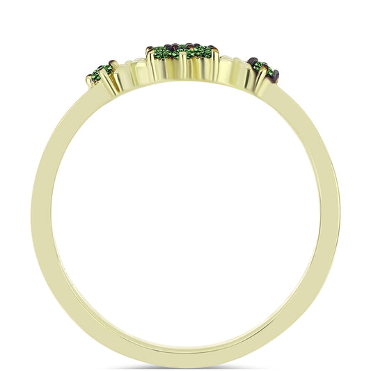 Pozlátený Strieborný Prsteň s so Zeleným Diamantom