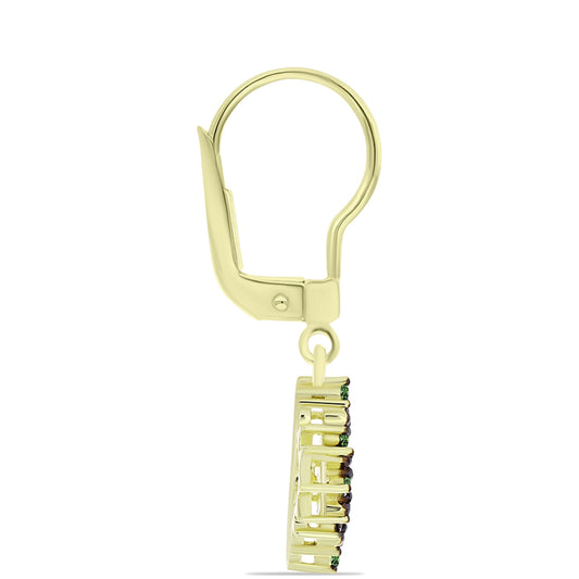 Pozlátené Strieborné Náušnice s so Zeleným Diamantom