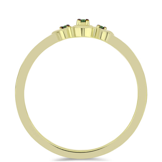Pozlátený Strieborný Prsteň s so Zeleným Diamantom