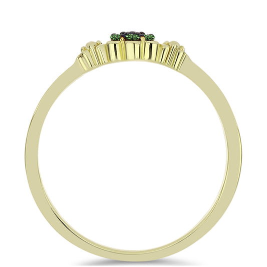 Pozlátený Strieborný Prsteň s so Zeleným Diamantom