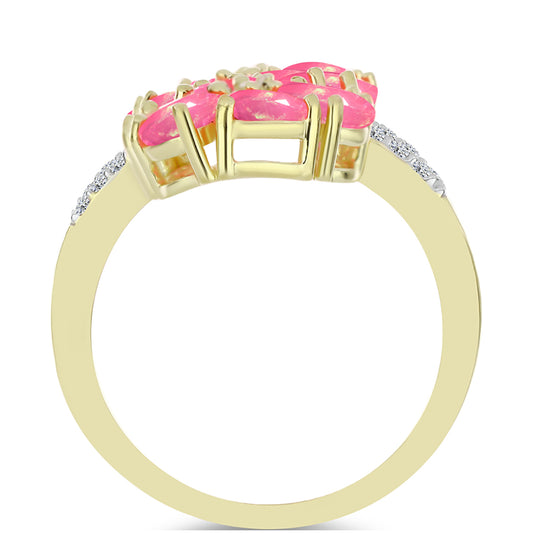 Pozlátený Strieborný Prsteň s Ružovým Etiópskym Opálom z Lega Dembi a Bielym Topásom