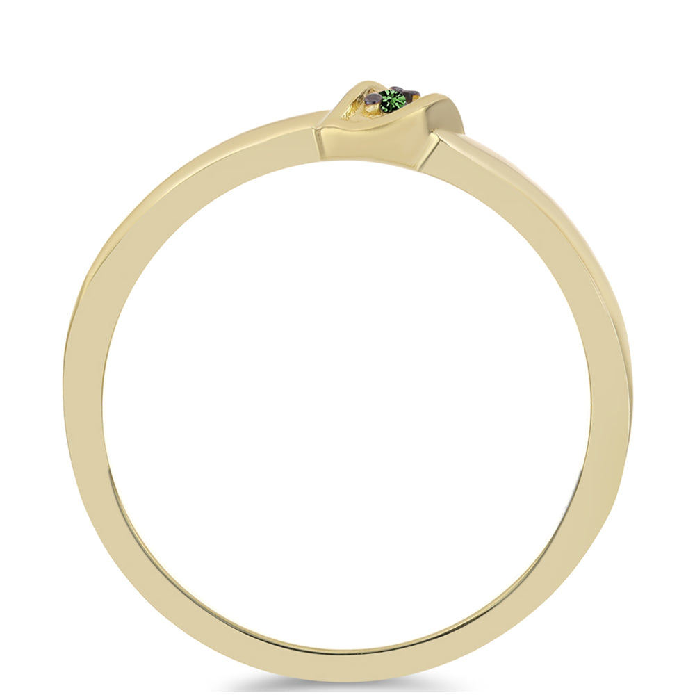 Pozlátený Strieborný Prsteň s so Zeleným Diamantom 2 
