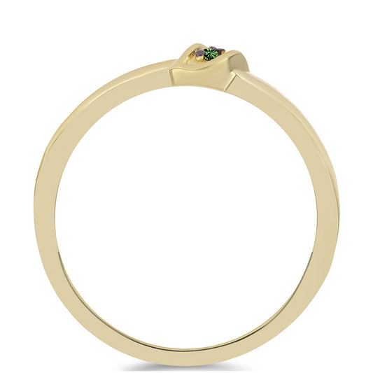 Pozlátený Strieborný Prsteň s so Zeleným Diamantom