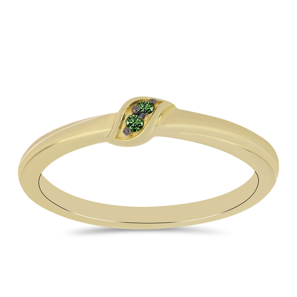 Pozlátený Strieborný Prsteň s so Zeleným Diamantom