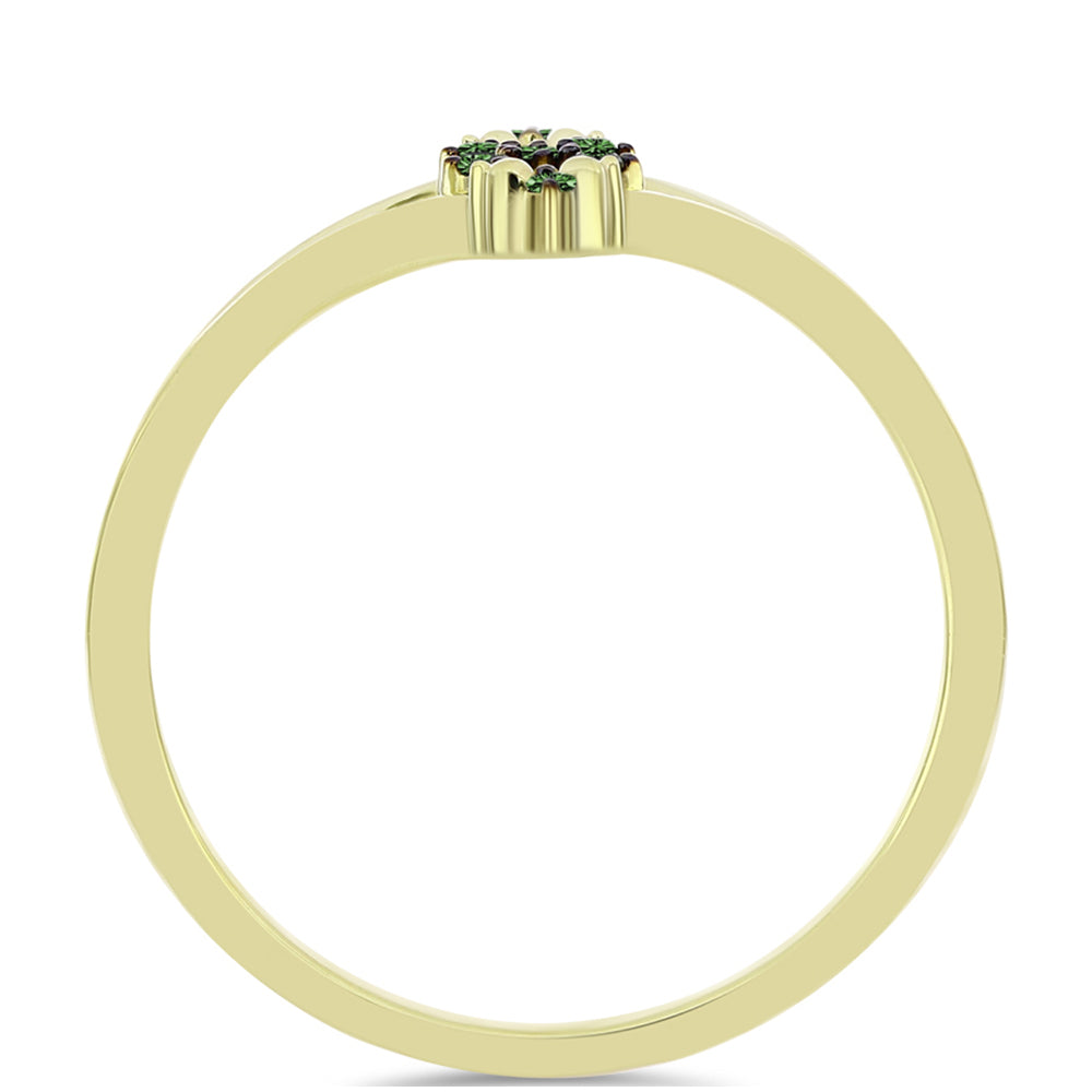 Pozlátený Strieborný Prsteň s so Zeleným Diamantom