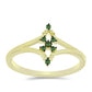Pozlátený Strieborný Prsteň s so Zeleným Diamantom
