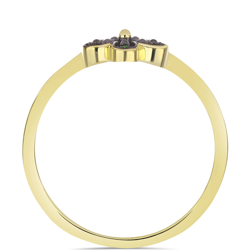 Pozlátený Strieborný Prsteň s so Zeleným Diamantom 2 