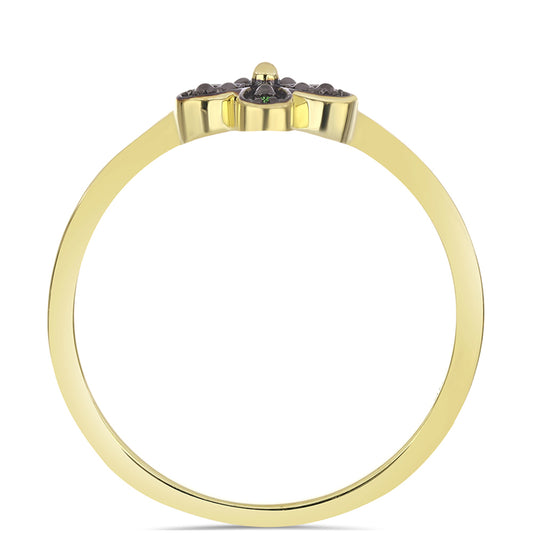 Pozlátený Strieborný Prsteň s so Zeleným Diamantom