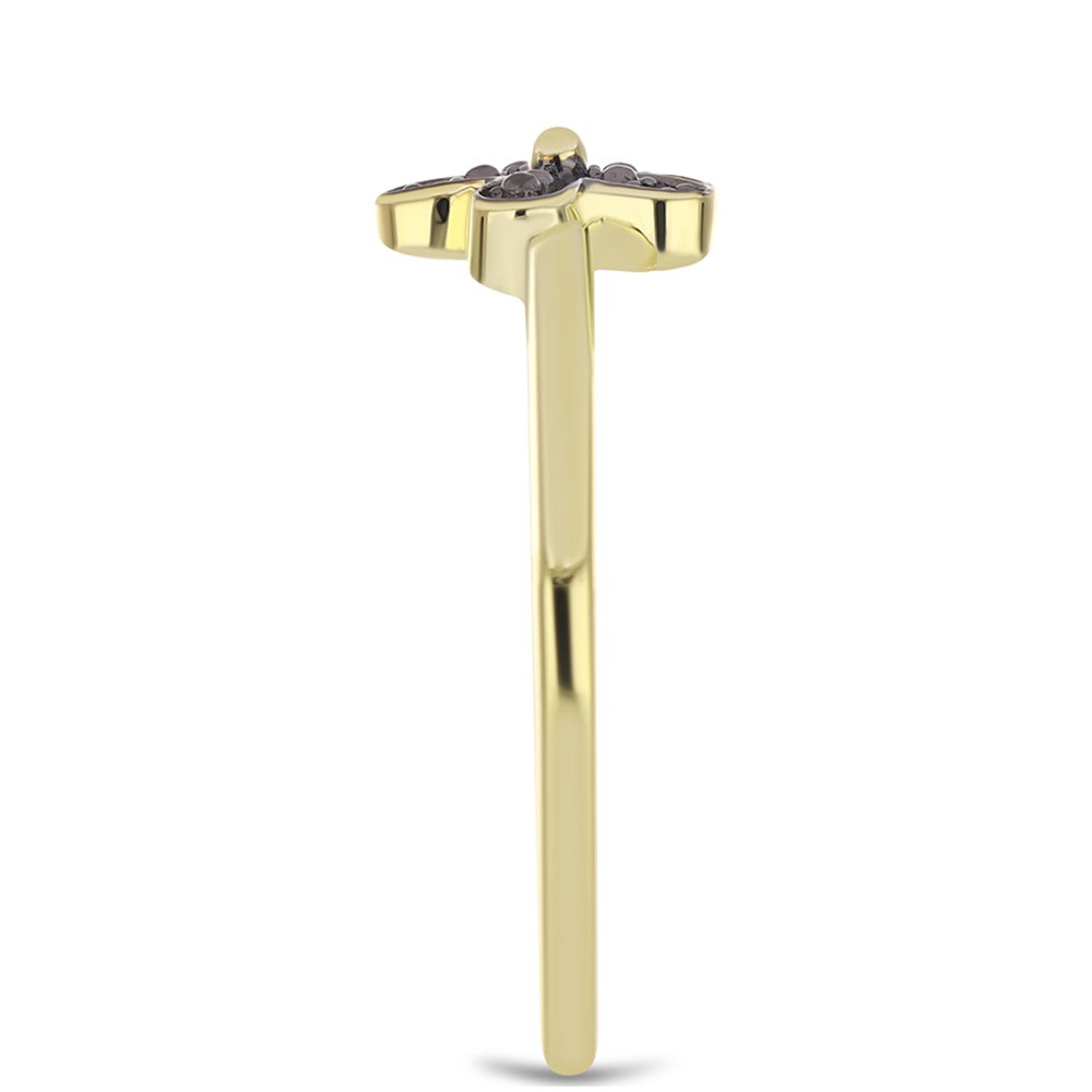 Pozlátený Strieborný Prsteň s so Zeleným Diamantom 4 