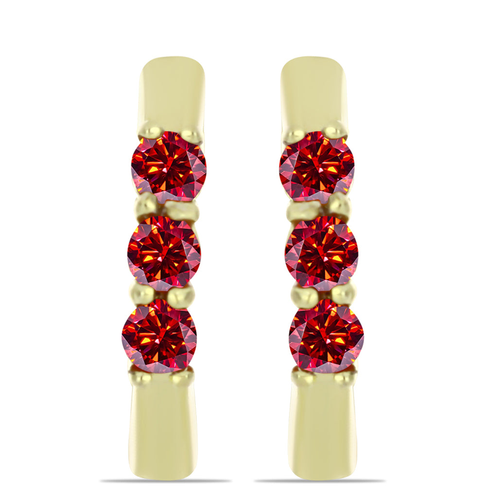 Pozlátené Strieborné Náušnice s Majestátnym červeným moissanitom 1 