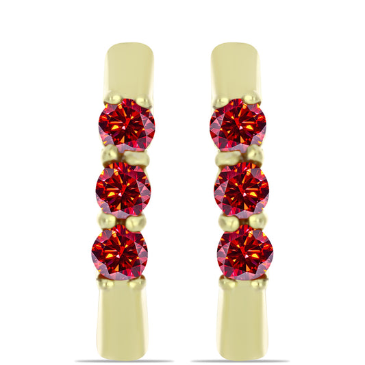 Pozlátené Strieborné Náušnice s Majestátnym červeným moissanitom