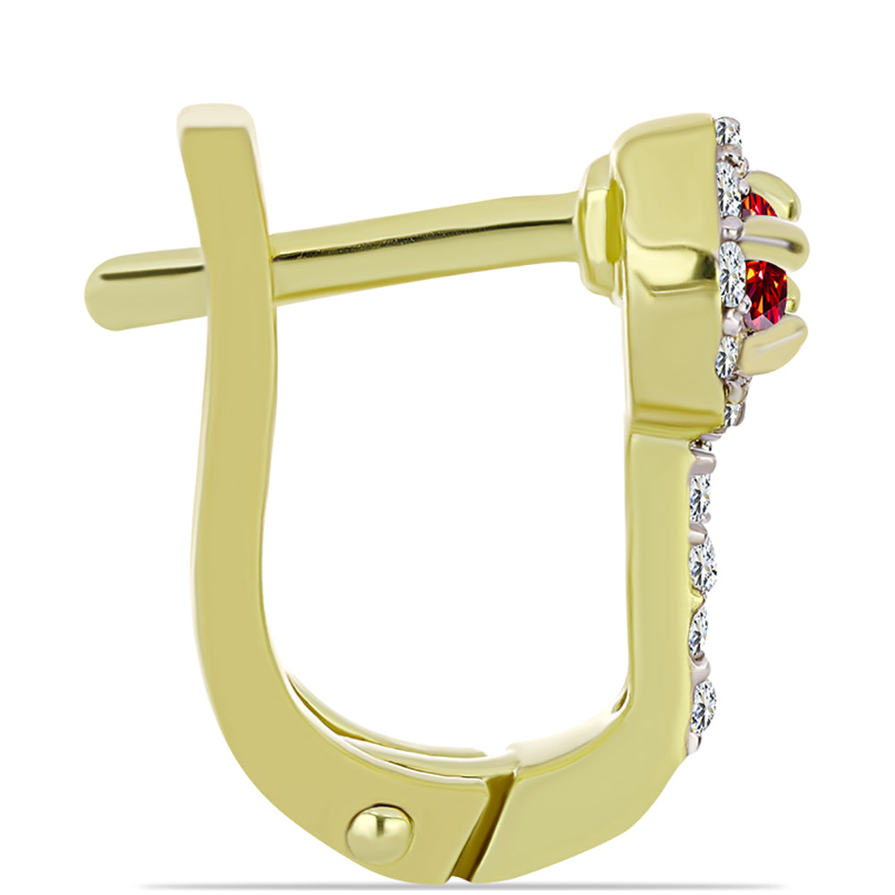 Pozlátené Strieborné Náušnice s Majestátnym červeným moissanitom a Bielym Topásom 2 
