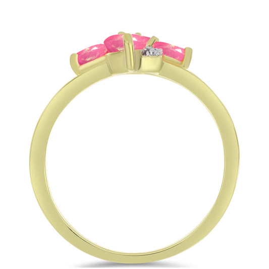 Pozlátený Strieborný Prsteň s Ružovým Etiópskym Opálom z Lega Dembi a Bielym Topásom