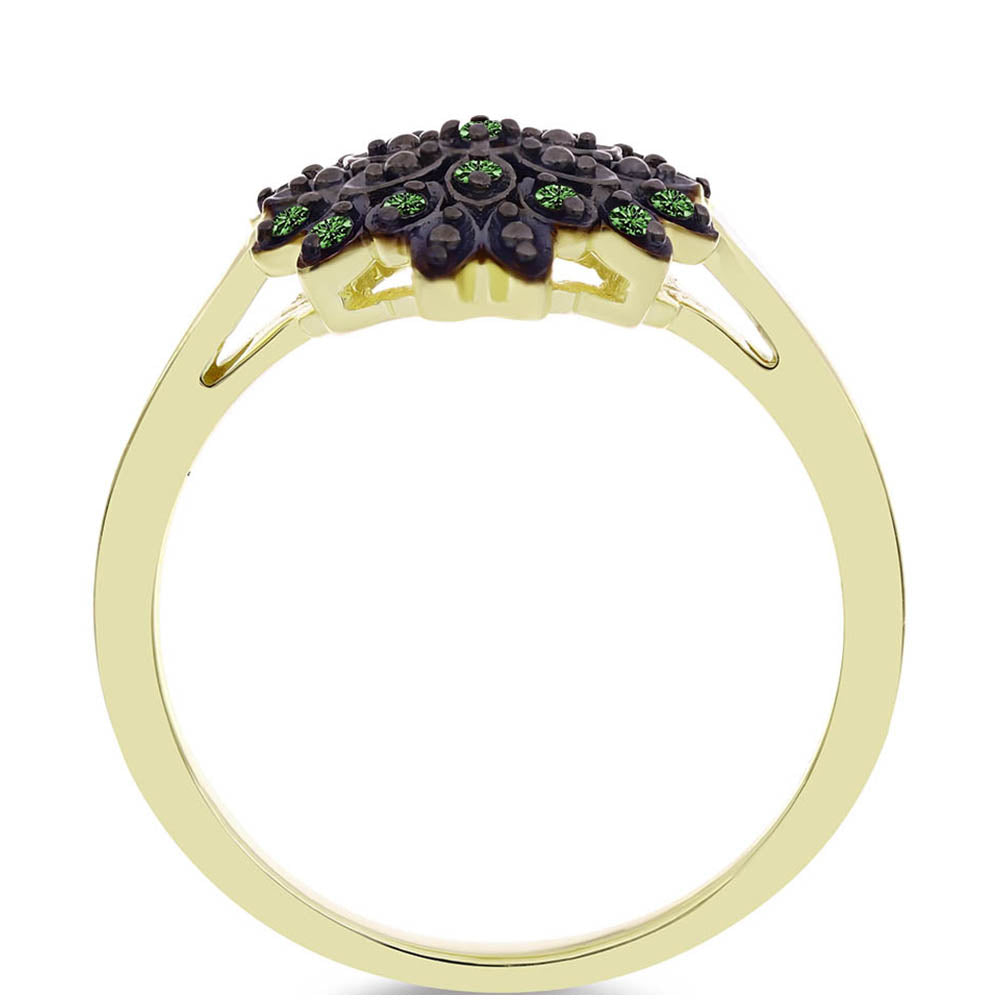 Pozlátený Strieborný Prsteň s so Zeleným Diamantom 2 