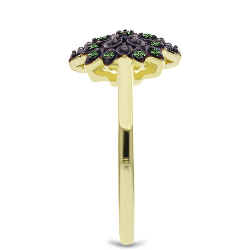 Pozlátený Strieborný Prsteň s so Zeleným Diamantom 4 