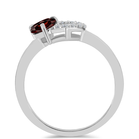 Strieborný Prsteň s Bartonským Granátom a Bielym Topásom